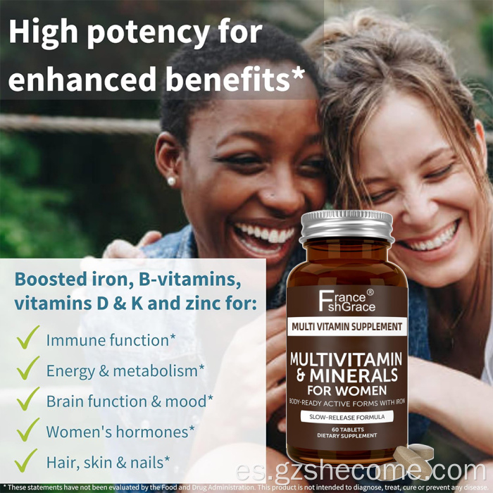 Shecome Tabletas multivitamínicas para mujeres Apoyo energético inmunológico